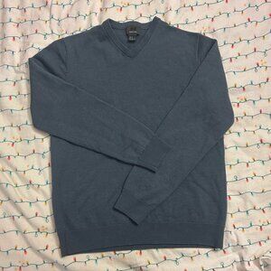 Blue Wool V-Neck Sweater